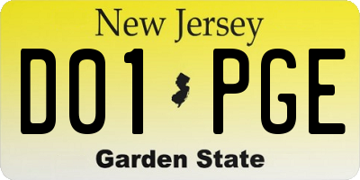 NJ license plate D01PGE