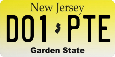 NJ license plate D01PTE