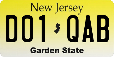 NJ license plate D01QAB