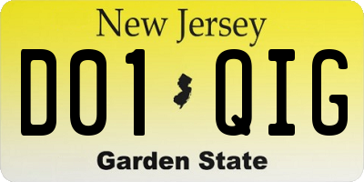 NJ license plate D01QIG