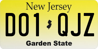 NJ license plate D01QJZ