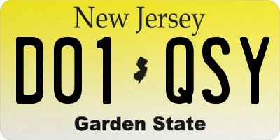 NJ license plate D01QSY