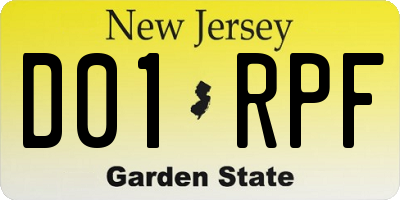 NJ license plate D01RPF
