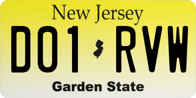 NJ license plate D01RVW