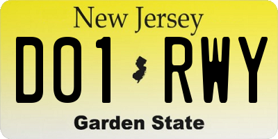 NJ license plate D01RWY