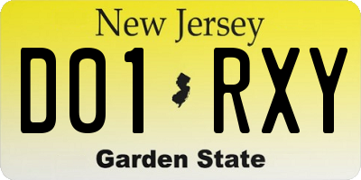 NJ license plate D01RXY