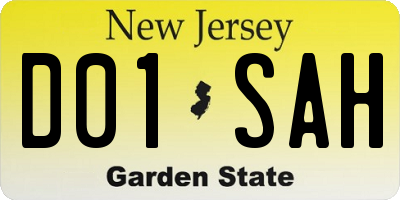 NJ license plate D01SAH