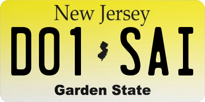 NJ license plate D01SAI