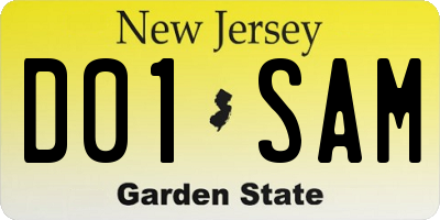 NJ license plate D01SAM