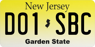 NJ license plate D01SBC