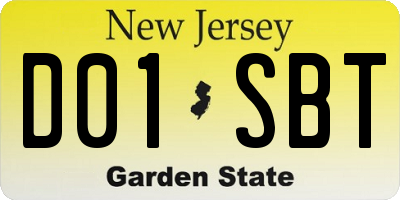 NJ license plate D01SBT
