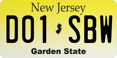 NJ license plate D01SBW