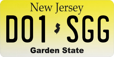 NJ license plate D01SGG