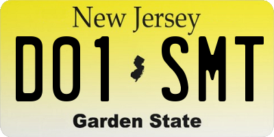 NJ license plate D01SMT