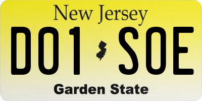 NJ license plate D01SOE