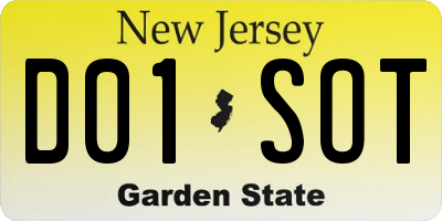 NJ license plate D01SOT