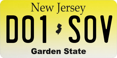 NJ license plate D01SOV