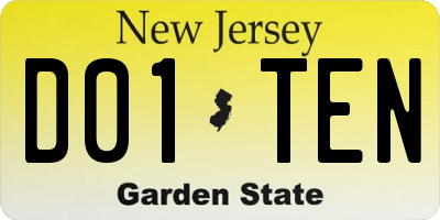 NJ license plate D01TEN