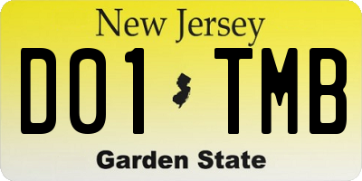 NJ license plate D01TMB