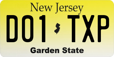 NJ license plate D01TXP