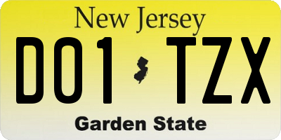 NJ license plate D01TZX