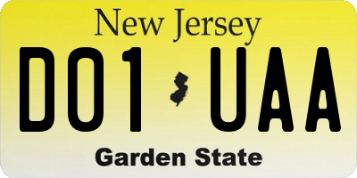 NJ license plate D01UAA