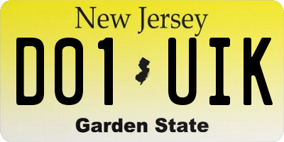 NJ license plate D01UIK