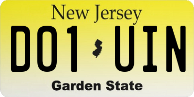 NJ license plate D01UIN