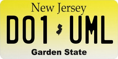 NJ license plate D01UML