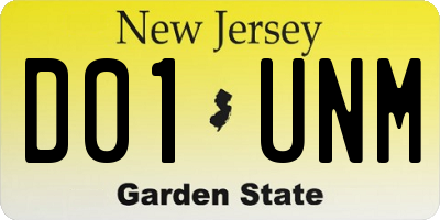 NJ license plate D01UNM
