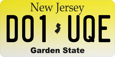 NJ license plate D01UQE