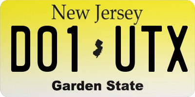 NJ license plate D01UTX