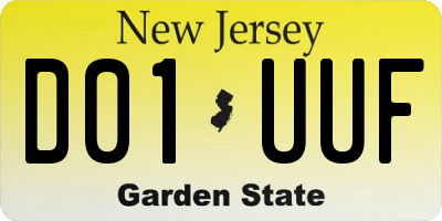 NJ license plate D01UUF