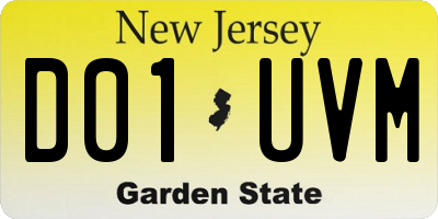 NJ license plate D01UVM