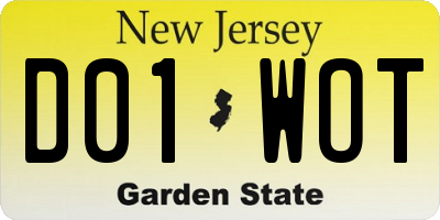 NJ license plate D01WOT