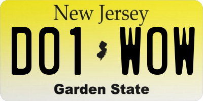 NJ license plate D01WOW