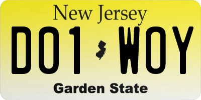 NJ license plate D01WOY