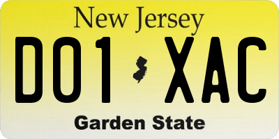 NJ license plate D01XAC