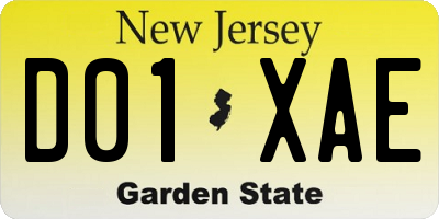 NJ license plate D01XAE