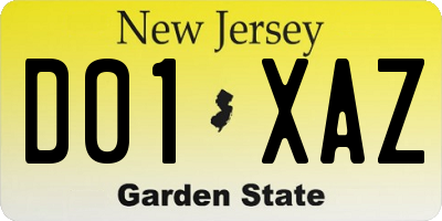 NJ license plate D01XAZ