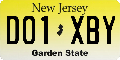 NJ license plate D01XBY