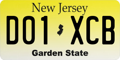 NJ license plate D01XCB
