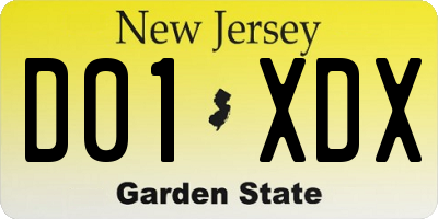 NJ license plate D01XDX