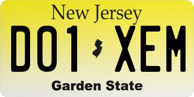 NJ license plate D01XEM