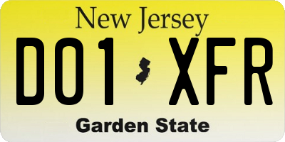 NJ license plate D01XFR