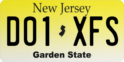 NJ license plate D01XFS