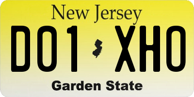 NJ license plate D01XHO