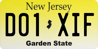 NJ license plate D01XIF