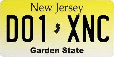 NJ license plate D01XNC