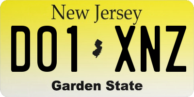 NJ license plate D01XNZ